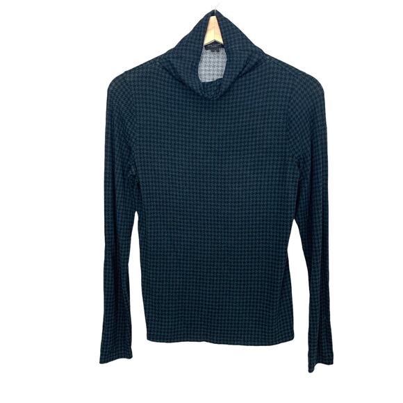 Ann Taylor Factory Houndstooth Turtleneck Green Black XS Extra Small - Picture 1 of 6